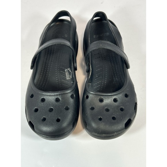 Crocs Karin Mary Jane Slingback Slip-On Comfort Shoes Black Women's Size 8W - Picture 2 of 7